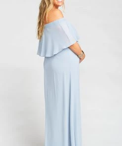 Show Me Your Mumu Hacienda Maxi Dress ~ Steel Blue Chiffon