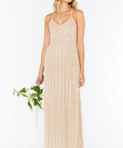 Show Me Your Mumu Gala Gown ~ Champagne Beaded