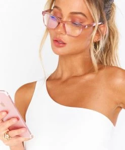 Show Me Your Mumu New Mu Quay Pink Hardwire Mini Blue Light Glasses ~ Pink