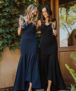 Show Me Your Mumu Dresses Barcelona Ruffle Gown ~ Black Stretch Crepe