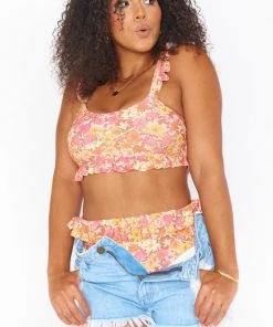 Show Me Your Mumu New Mu Seaside Ruffle Top ~ Pretty Poppy