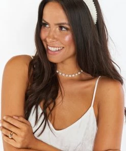 Show Me Your Mumu Milly Pearl Knotted Headband ~ White