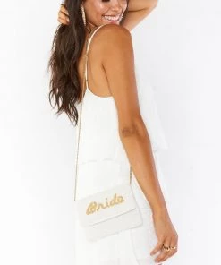 Show Me Your Mumu Bride Clutch Bag ~ Beaded White/Gold New Mu 13 Show Me Your Mumu Bride Clutch Bag ~ Beaded White/Gold New Mu