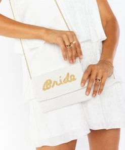 Show Me Your Mumu Bride Clutch Bag ~ Beaded White/Gold New Mu 10 Show Me Your Mumu Bride Clutch Bag ~ Beaded White/Gold New Mu
