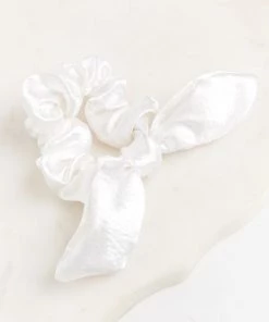 Show Me Your Mumu Accessories Lexie Tie Scrunchie ~ White Satin