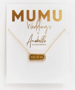 Show Me Your Mumu Rhinestone Ride Or Die Necklace ~ 14K Gold Plated Accessories