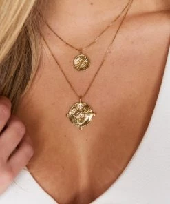 Show Me Your Mumu LUV AJ Evil Eye Double Coin Necklace ~ 14K Gold Plated