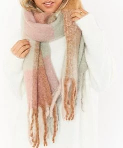 Show Me Your Mumu New Mu Keating Fringe Scarf ~ Pink Multi