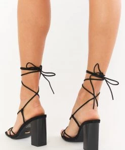 Show Me Your Mumu Billini Zahari Wrap Up Heel ~ Black Suede New Mu