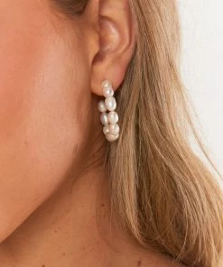 Show Me Your Mumu New Mu ALV Jewels Penny Pearl Hoop Earrings ~ Ivory