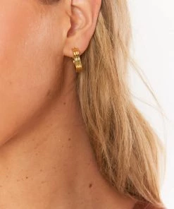 Show Me Your Mumu New Mu LUV AJ Bridgette Hoop Earrings ~ Gold