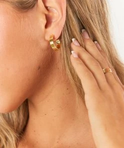 Show Me Your Mumu New Mu LUV AJ Bridgette Hoop Earrings ~ Gold