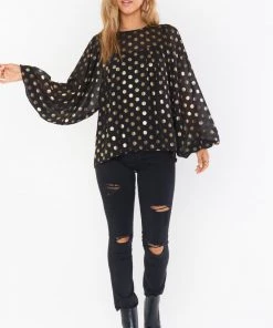 Show Me Your Mumu Happy Hour Top ~ Cosmic Dot Gold New Mu