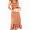 Show Me Your Mumu New Mu Claire Midi Dress ~ Copper Luxe Satin 2 Show Me Your Mumu New Mu Claire Midi Dress ~ Copper Luxe Satin