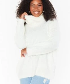 Show Me Your Mumu Fatima Turtleneck Sweater ~ White Knit