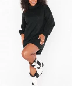 Show Me Your Mumu New Mu Chester Sweater Dress ~ Black Knit