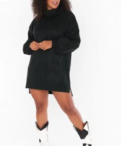Show Me Your Mumu New Mu Chester Sweater Dress ~ Black Knit