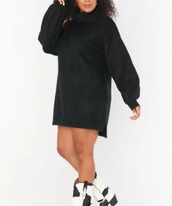 Show Me Your Mumu New Mu Chester Sweater Dress ~ Black Knit