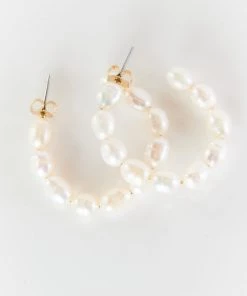 Show Me Your Mumu New Mu ALV Jewels Penny Pearl Hoop Earrings ~ Ivory