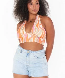 Show Me Your Mumu Hyper Halter Top ~ Wavy Stripe