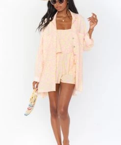 Show Me Your Mumu Tops Johns Button Down Shirt ~ Lemonade Cheetah