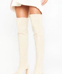 Show Me Your Mumu Billini Aaliyah Thigh High Boots ~ Cream Suede