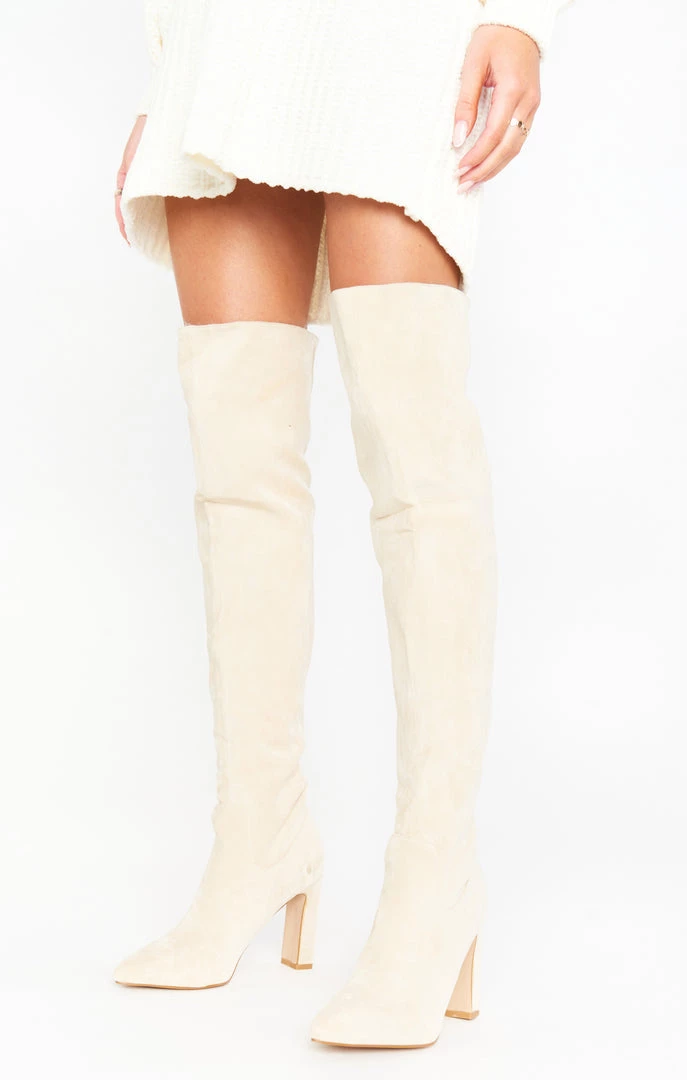 Show Me Your Mumu Billini Aaliyah Thigh High Boots ~ Cream Suede 3 Show Me Your Mumu Billini Aaliyah Thigh High Boots ~ Cream Suede
