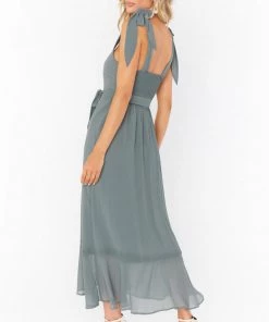 Show Me Your Mumu Claire Midi Dress ~ Deep Sage Chiffon