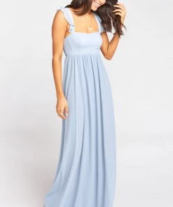 Show Me Your Mumu Maternity June Maxi Dress ~ Steel Blue Chiffon