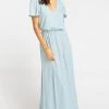 Show Me Your Mumu Michelle Flutter Maxi Dress ~ Silver Sage Crisp