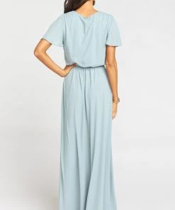 Show Me Your Mumu Michelle Flutter Maxi Dress ~ Silver Sage Crisp