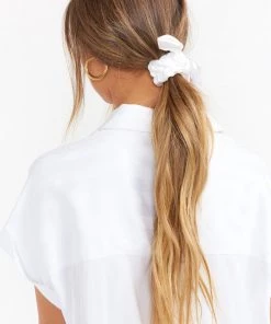 Show Me Your Mumu Accessories Lexie Tie Scrunchie ~ White Satin