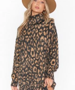Show Me Your Mumu Fatima Turtleneck Dress ~ Fuzzy Leopard Knit