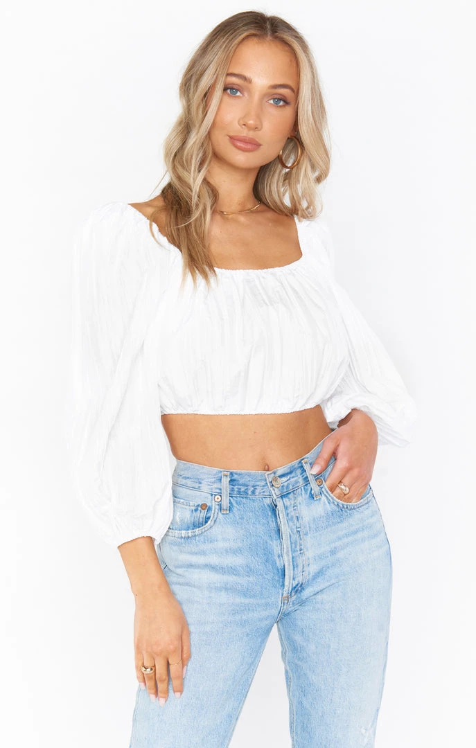 Show Me Your Mumu Keepsake Crop Top ~ White Crinkle New Mu 7 Show Me Your Mumu Keepsake Crop Top ~ White Crinkle New Mu