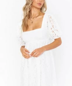 Show Me Your Mumu Smitten Babydoll Dress ~ Duchess Lace White