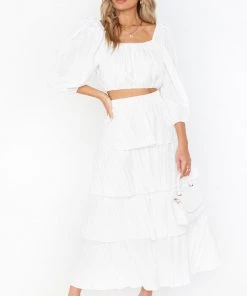Show Me Your Mumu New Mu Full Swing Skirt ~ White Crinkle