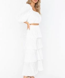 Show Me Your Mumu New Mu Full Swing Skirt ~ White Crinkle