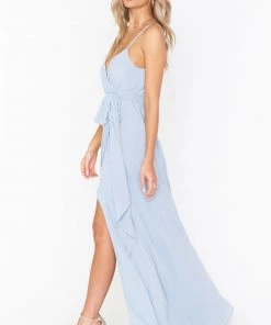 Show Me Your Mumu Liz Maxi Dress ~ Steel Blue Chiffon