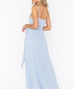 Show Me Your Mumu Liz Maxi Dress ~ Steel Blue Chiffon