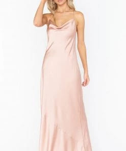 Show Me Your Mumu Tuscany Maxi Slip Dress ~ Rose Gold Luxe Satin Dresses