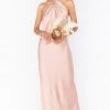 Show Me Your Mumu Jasmine Halter Maxi Dress ~ Rose Gold Luxe Satin