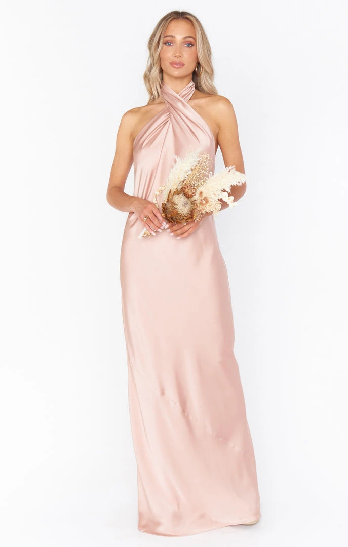 Show Me Your Mumu Jasmine Halter Maxi Dress ~ Rose Gold Luxe Satin 3 Show Me Your Mumu Jasmine Halter Maxi Dress ~ Rose Gold Luxe Satin