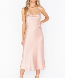Show Me Your Mumu Verona Cowl Dress ~ Rose Gold Luxe Satin