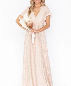 Show Me Your Mumu Sandra Maxi Dress ~ Champagne Forever Lace Dresses
