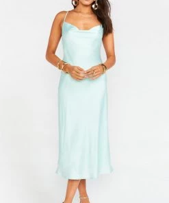 Show Me Your Mumu New Mu Verona Cowl Dress ~ Mint Luxe Satin