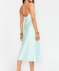 Show Me Your Mumu New Mu Verona Cowl Dress ~ Mint Luxe Satin