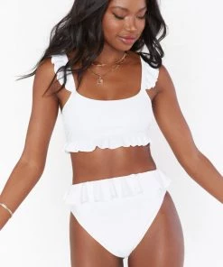 Show Me Your Mumu New Mu Seaside Ruffle Top ~ White