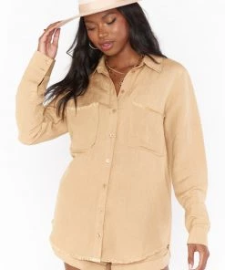 Show Me Your Mumu Marcella Shirt ~ Tan Linen Tops