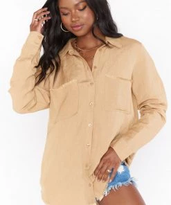 Show Me Your Mumu Marcella Shirt ~ Tan Linen Tops 17 Show Me Your Mumu Marcella Shirt ~ Tan Linen Tops
