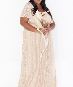 Show Me Your Mumu Sandra Maxi Dress ~ Champagne Forever Lace Dresses